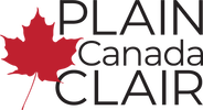 A red maple leaf with the words "PLAIN Canada CLAIR"